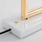 Stolní lampa z mosazi a pryskyřice s mramorovou základnou vyrobená v Itálii - Quizza Viadurini