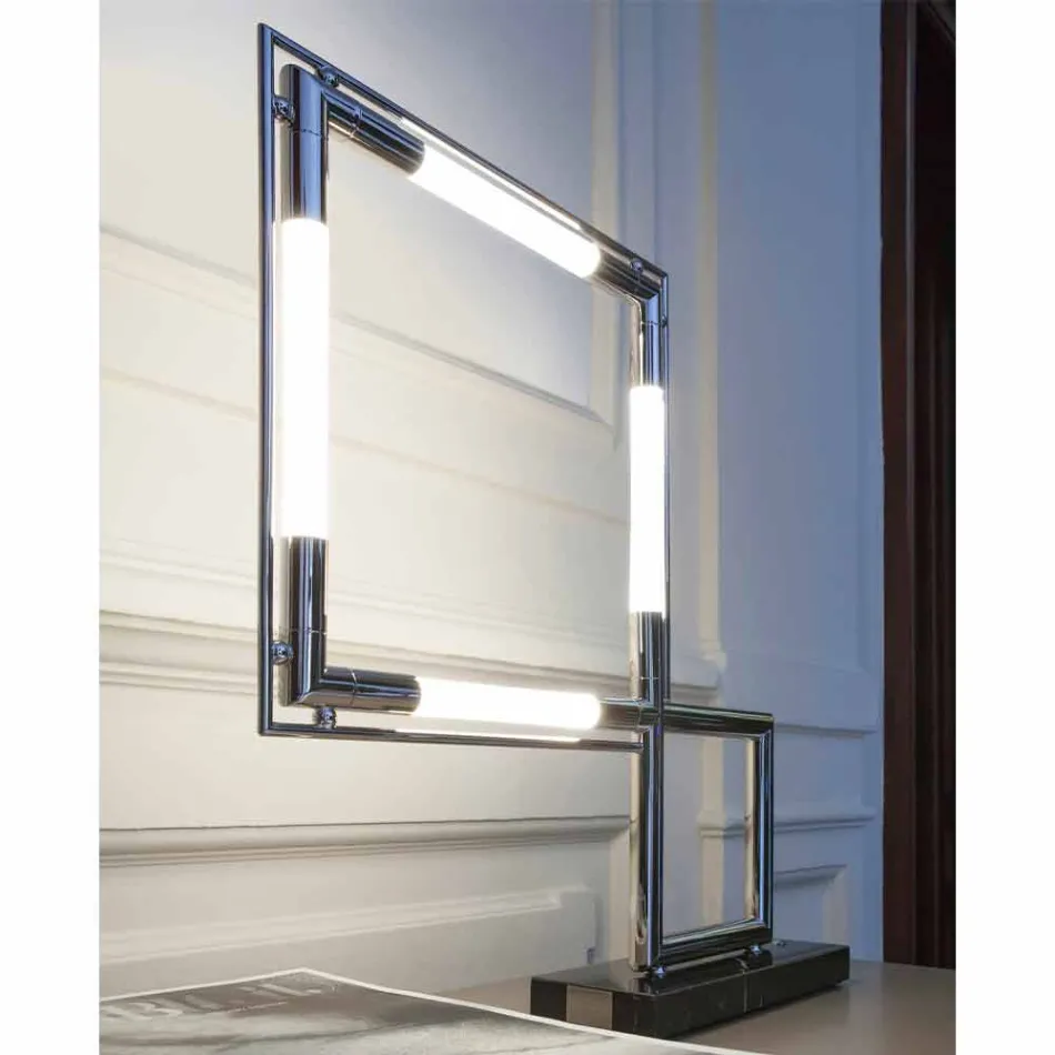 Stolní lampa z mosazi a pryskyřice s mramorovou základnou vyrobená v Itálii - Quizza Viadurini