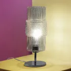 Stolní lampa z ručně foukaného skla v Benátkách a kovu - Satomi Viadurini