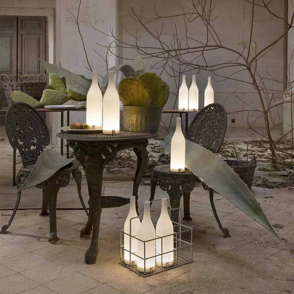 LED stolní lampa v bílém matném skle moderního designu - láhev Viadurini