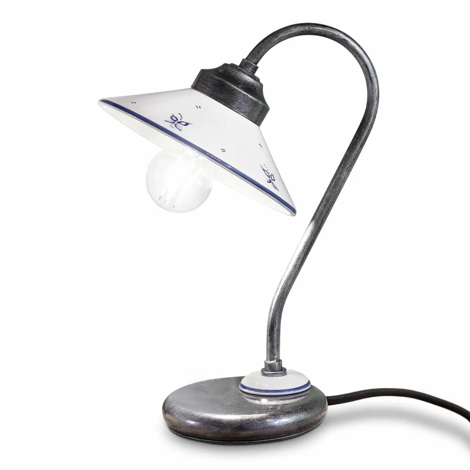 Stolní lampa ve vintage stylu z ručně malované keramiky a železa - Asti Viadurini