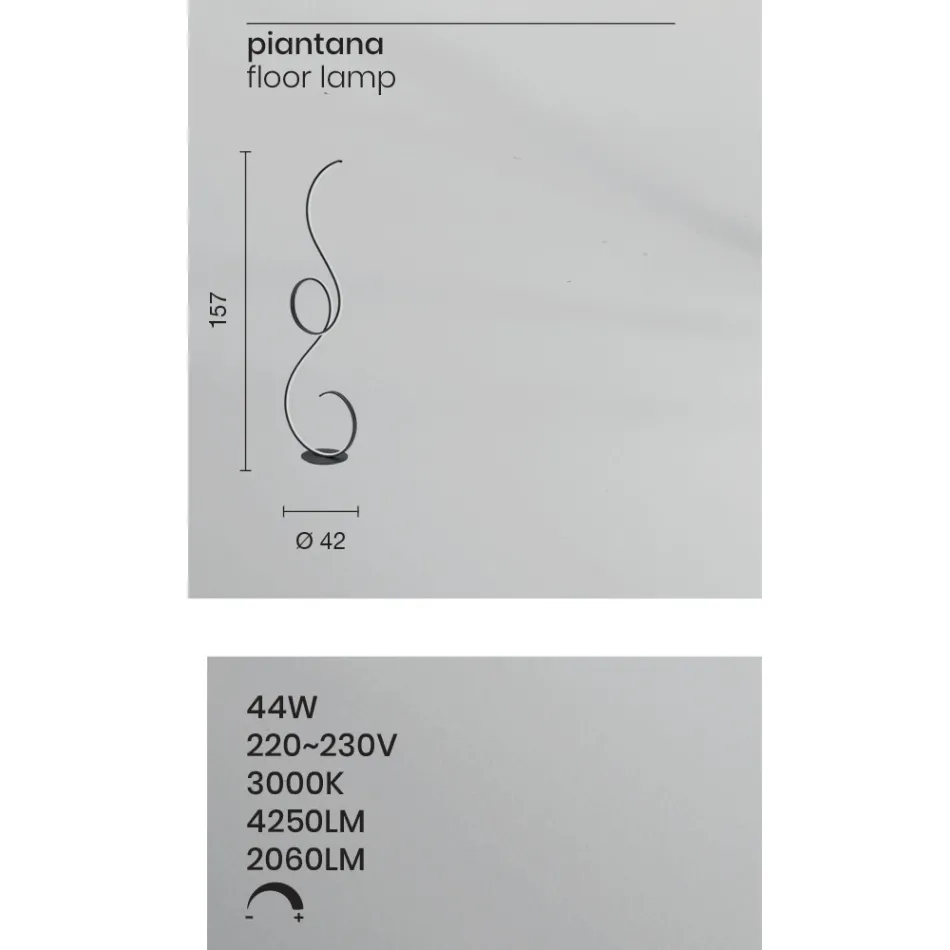 LED stojací lampa s kovovou konstrukcí v černém designu Viadurini