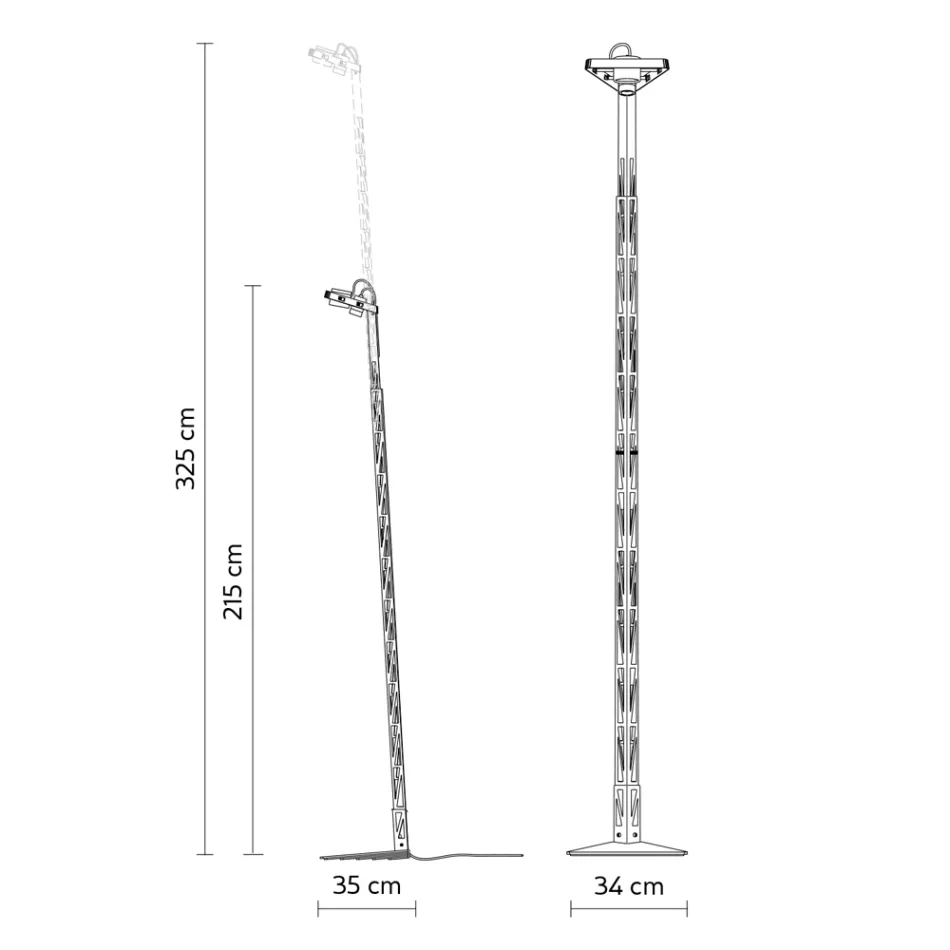 Rozšiřitelná stojací lampa s matným černým hliníkovým žebříkovým designem – pozor Viadurini