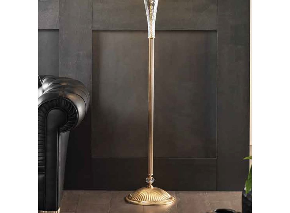 Klasická stojací lampa z ručně vyráběného skla a luxusního stínidla - Flandry Viadurini