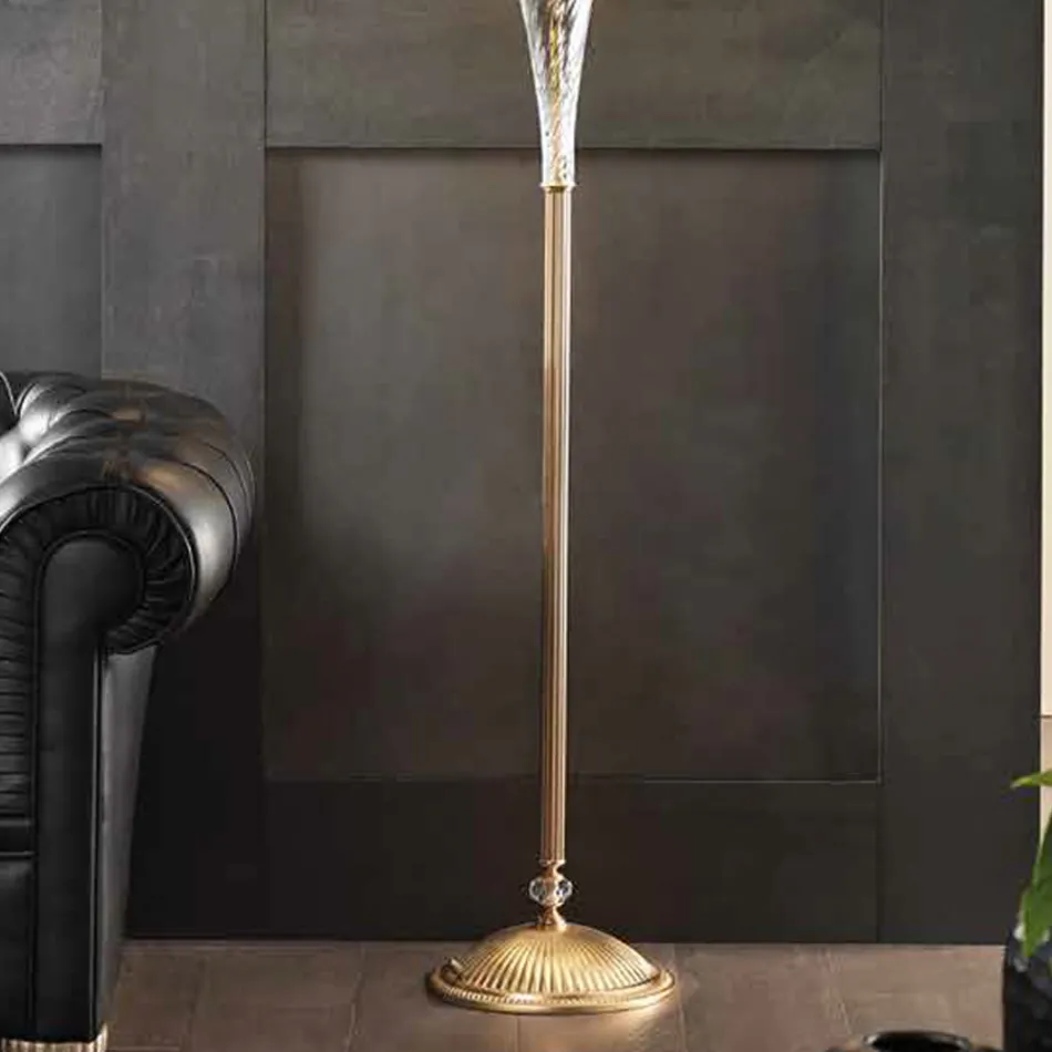 Klasická stojací lampa z ručně vyráběného skla a luxusního stínidla - Flandry Viadurini
