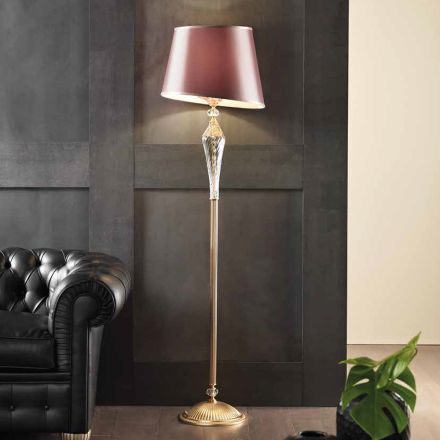 Klasická stojací lampa z ručně vyráběného skla a luxusního stínidla - Flandry Viadurini