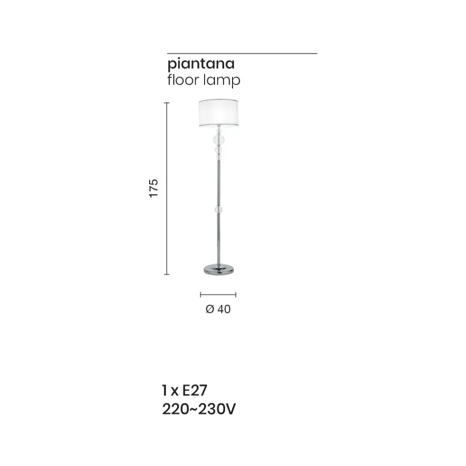 Klasická stojací lampa z italského uměleckého skla a stínidla - Memore Viadurini