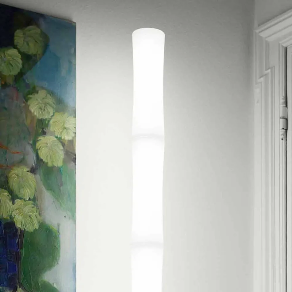 Stojací lampa se stínidlem z bílého polyetylénu vyrobená v Itálii - Asturii Viadurini