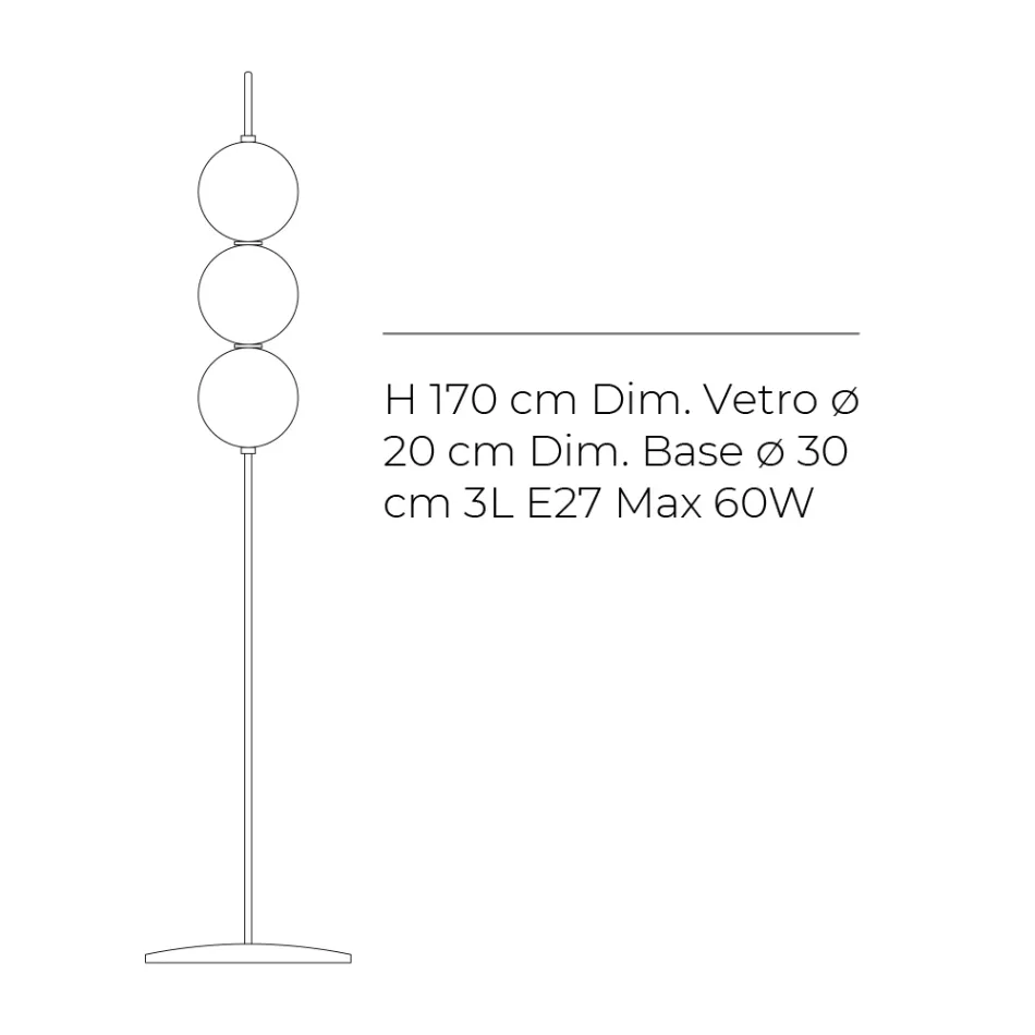 Lumira - Stojací lampa se třemi žárovkami z pouzdra ze skla vyrobená v Itálii Viadurini