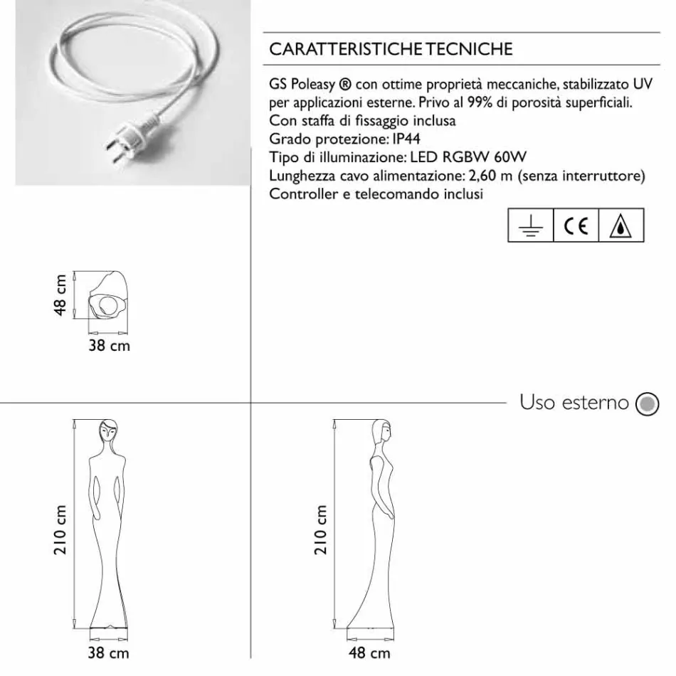 Zahradní stojací lampa s designem LED světelné sochy RGBW - Penelope od Myyour Viadurini