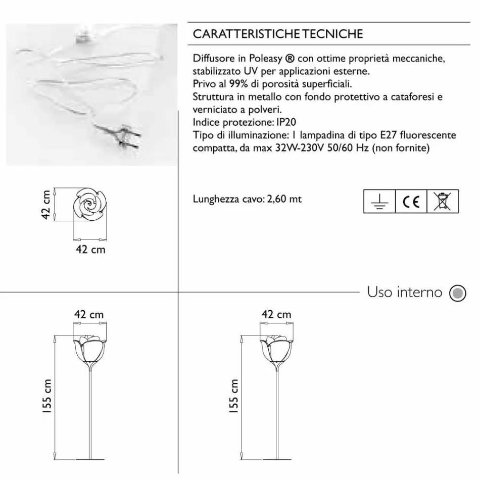 Vnitřní plastová květinová stojací lampa - Baby Love od Myyour Viadurini