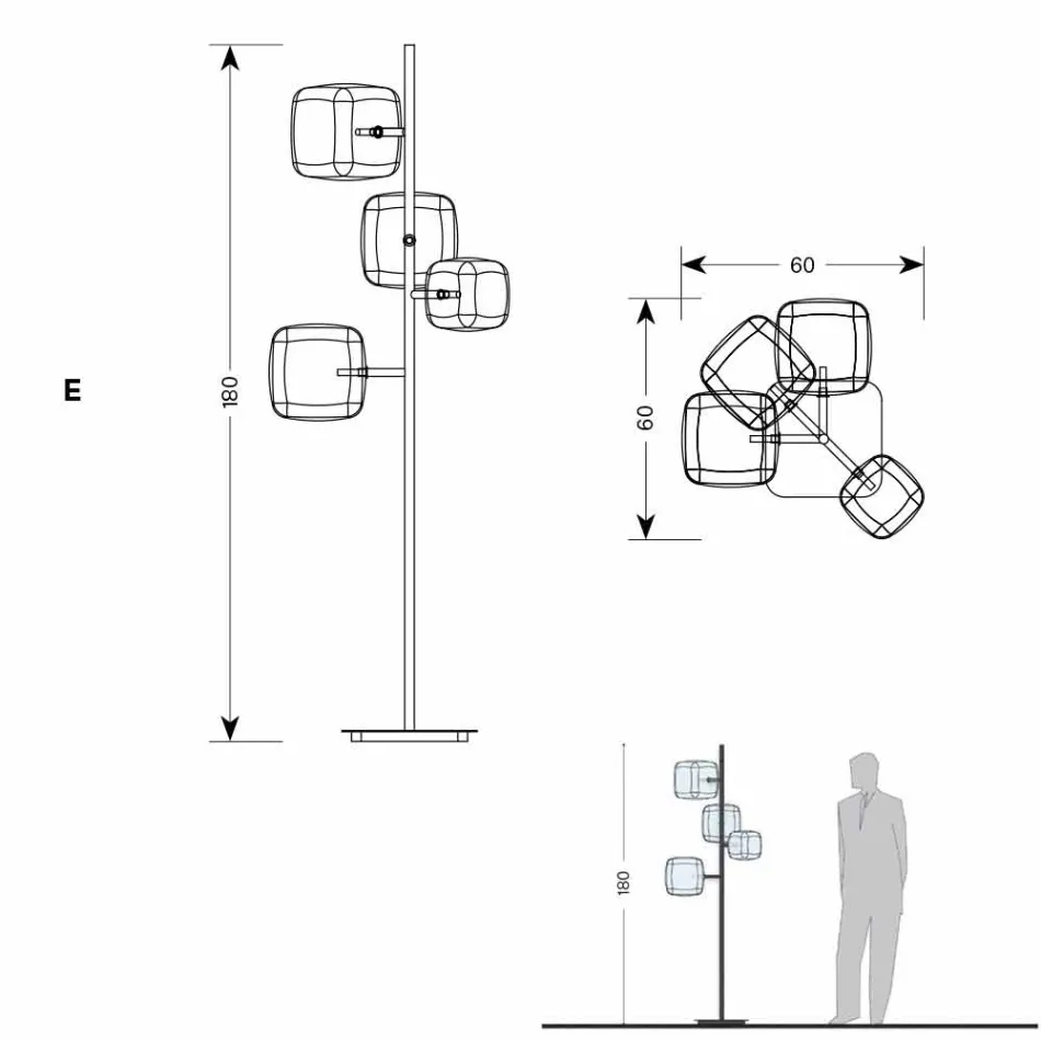 Designová stojací lampa s lesklou kovovou strukturou vyrobená v Itálii - Donatina Viadurini