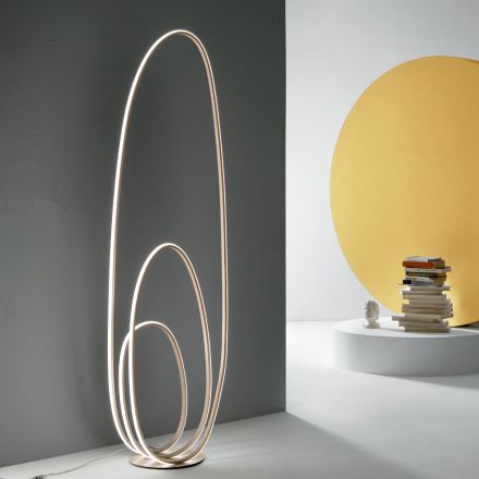Designová stojací lampa ve zlatém lakovaném kovu s LED - Simea Viadurini