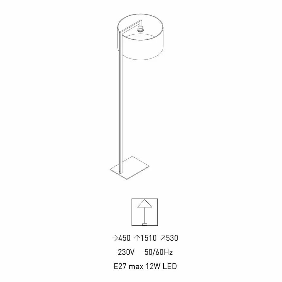 Designová kovová stojací lampa s plátěným stínidlem vyrobené v Itálii - Bali Viadurini