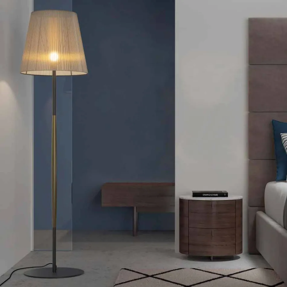 Designová lampa z kovu, dřeva a organzy vyrobené v Itálii - výložník Viadurini