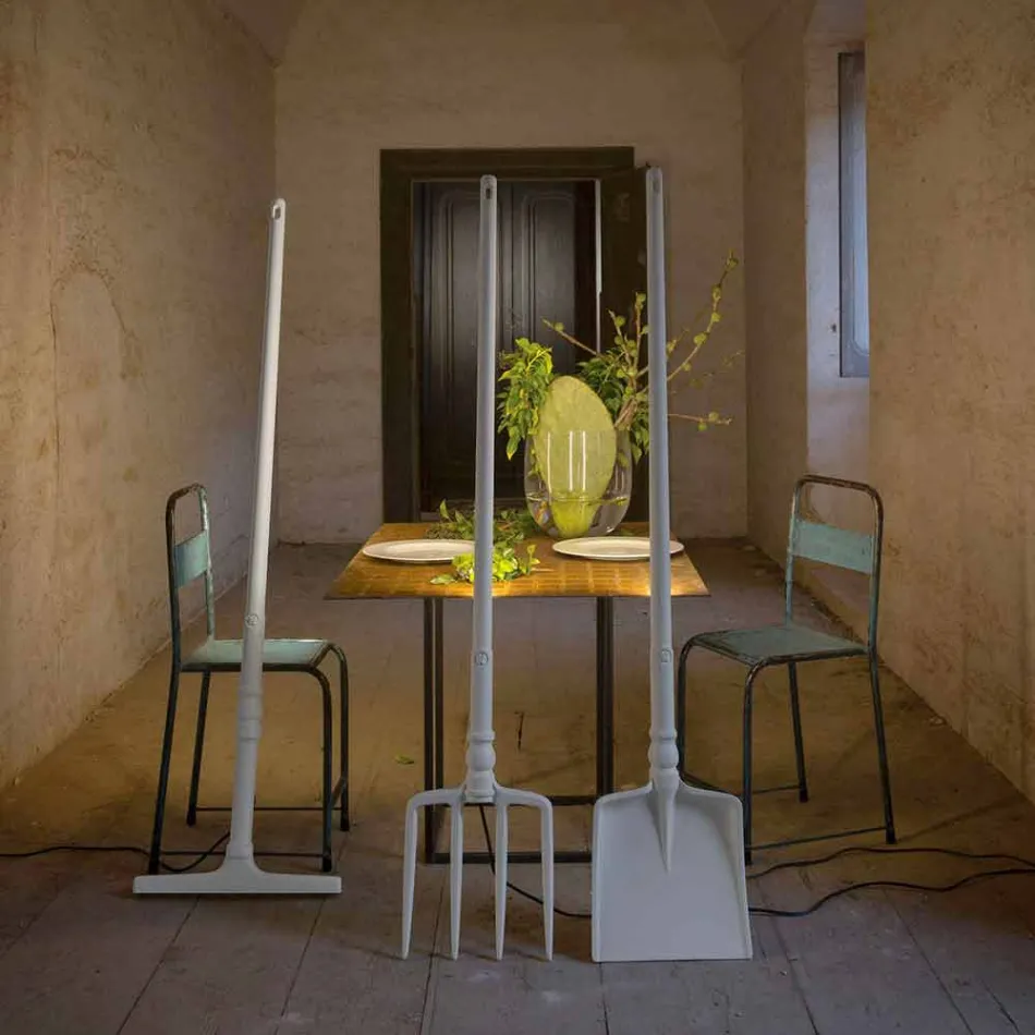 Venkovní stojací lampa v bílém technopolymerovém provedení 3 forem - nářadí Viadurini