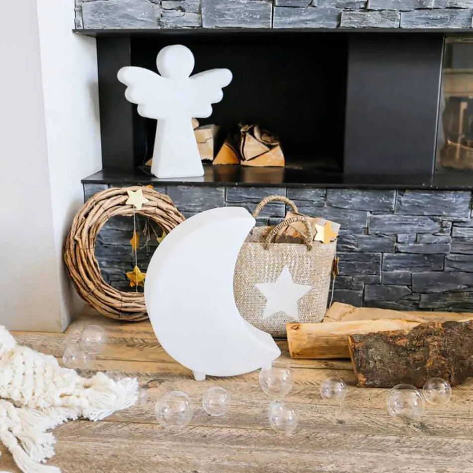 Stojací lampa ve tvaru měsíce z plastu, 2 velikosti, moderní design - Lunastar Viadurini