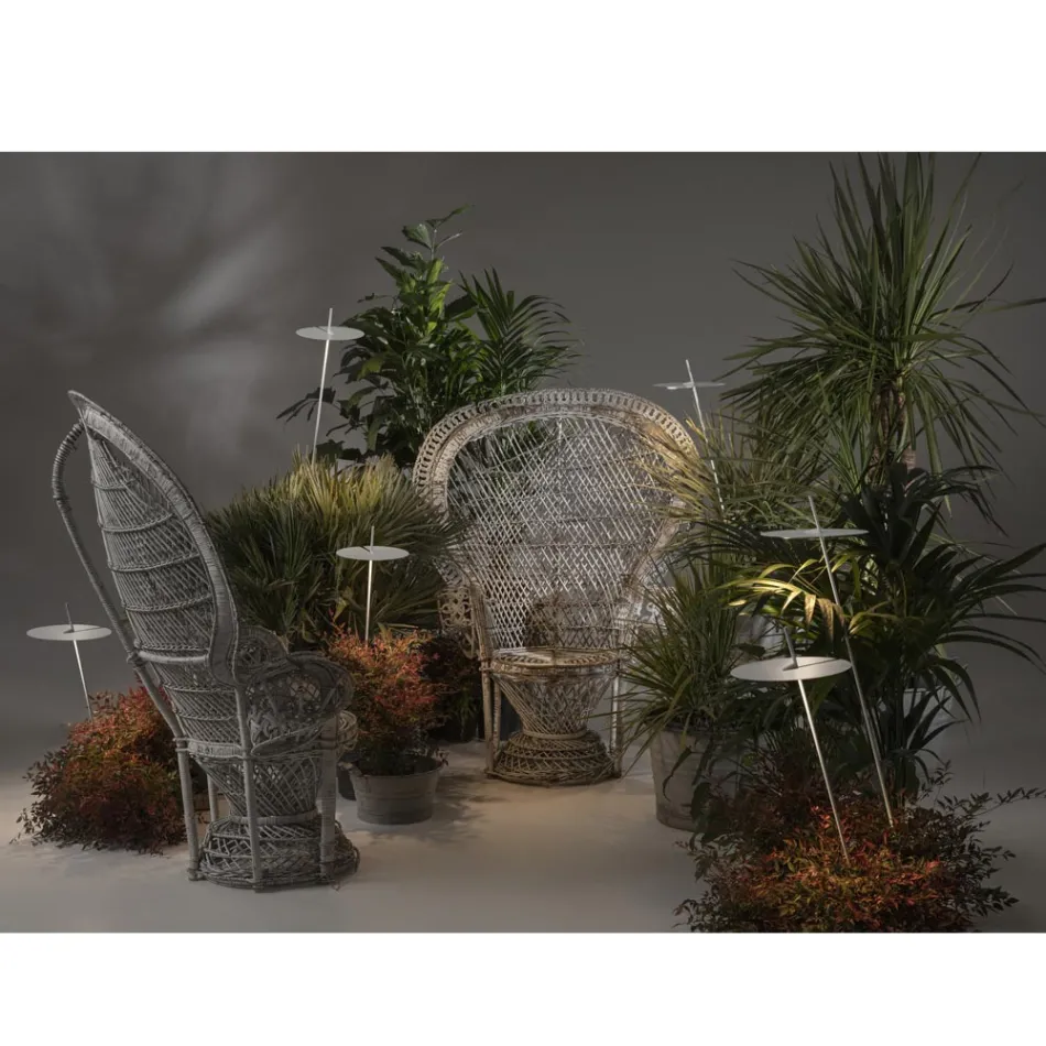 Zahradní stojací lampa hliníkové bílé provedení s listem leknínu - Cipriam Viadurini