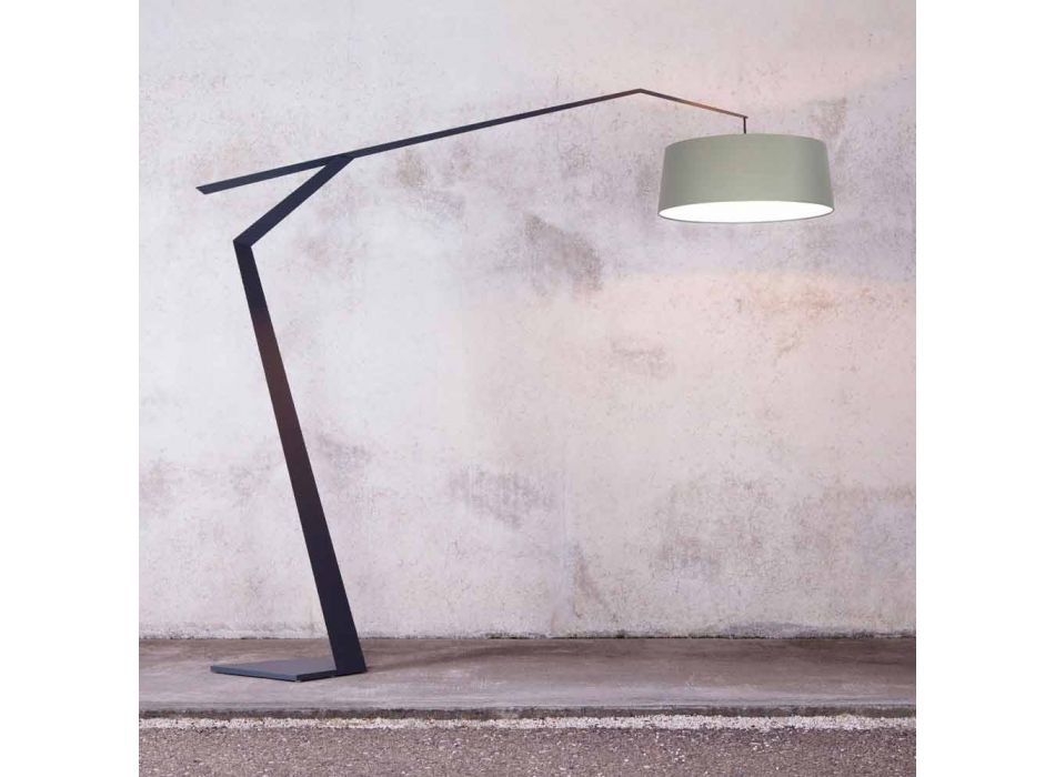 Kovová stojací lampa s látkovým stínidlem vyrobené v Itálii - Domino Viadurini
