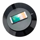 Stojací lampa z černého kovu a ratanu s policí vyrobenou v Itálii - Livia Viadurini