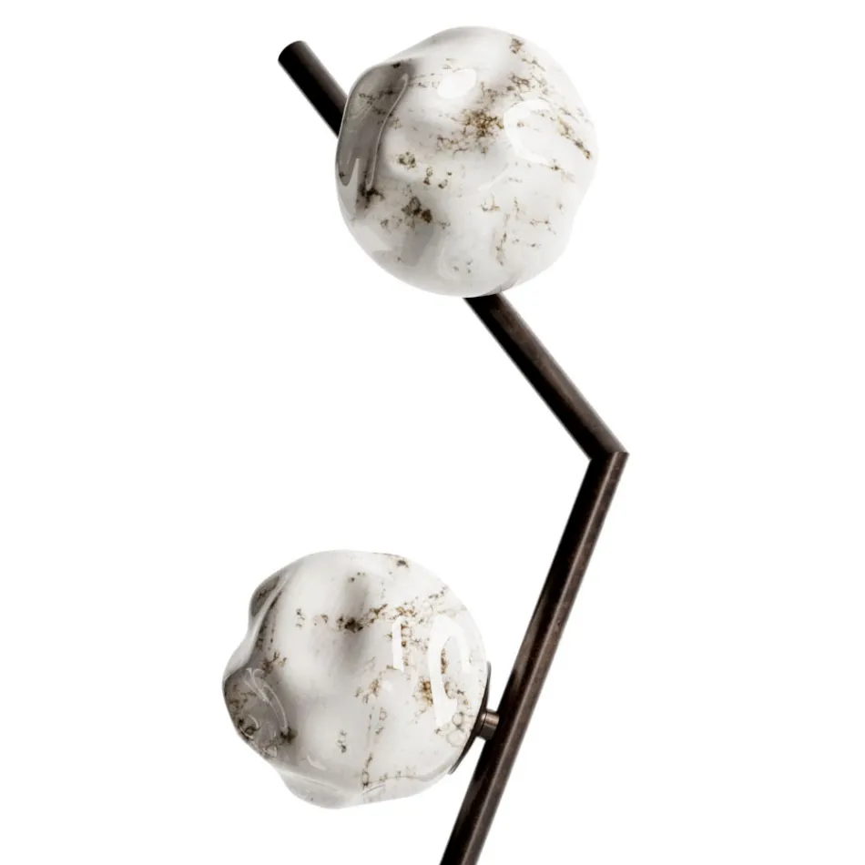 Stojací lampa z tmavé mosazi a kamenného skla Made in Italy - Bottega Viadurini