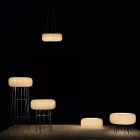 Alabastrová polyethylenová venkovní stojací lampa vyrobená v Itálii - Disco Viadurini