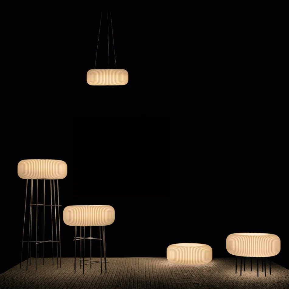 Alabastrová polyethylenová venkovní stojací lampa vyrobená v Itálii - Disco Viadurini