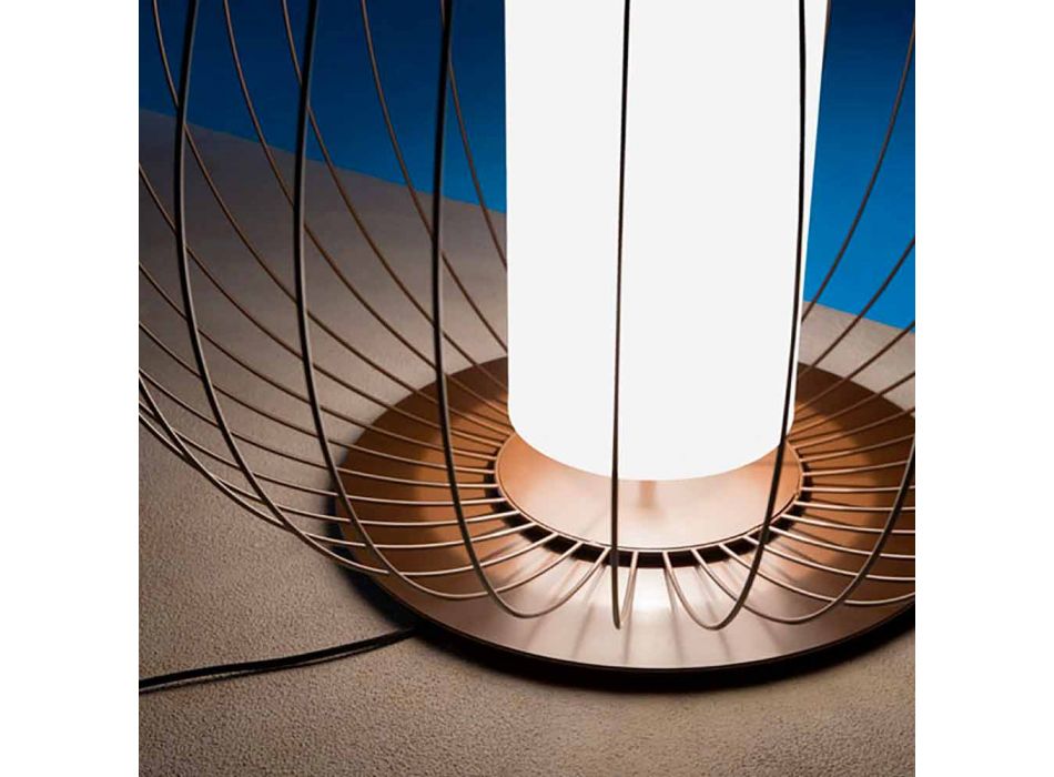 Podlahová nebo podpěrná lampa v bílém nebo bronzovém kovovém drátu - lucerna Viadurini