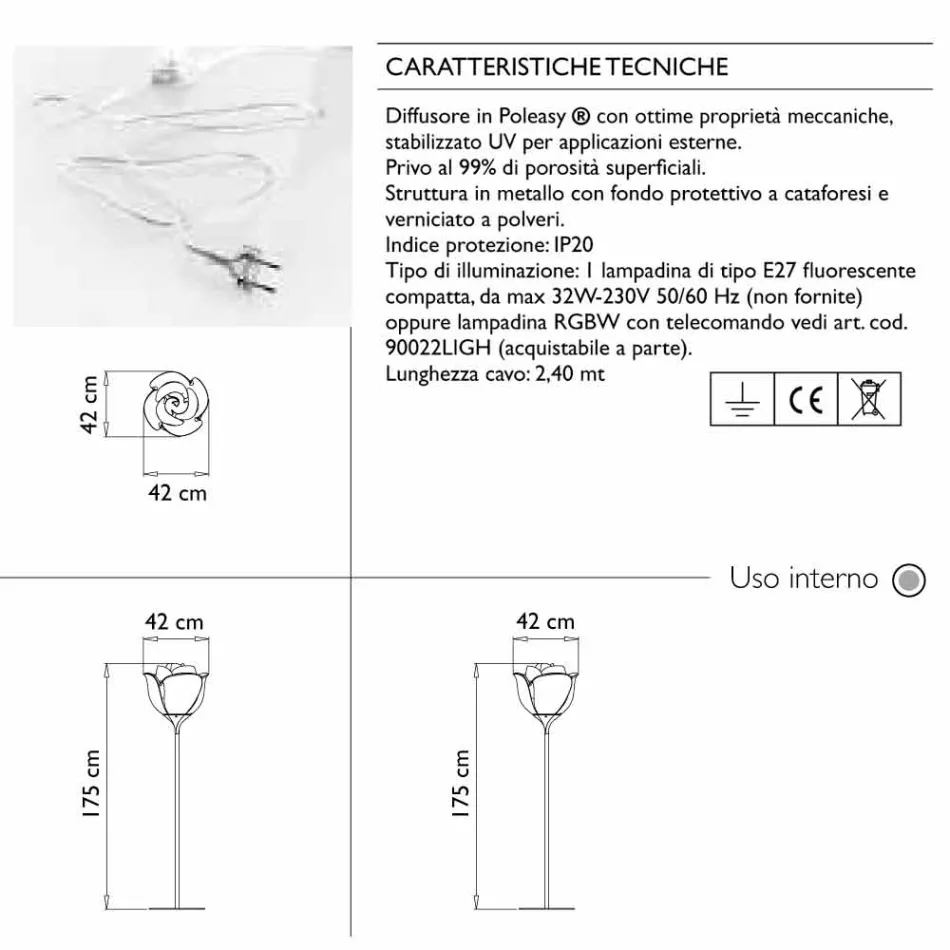 Plastová květinová venkovní stojací lampa - Baby Love od Myyour Viadurini
