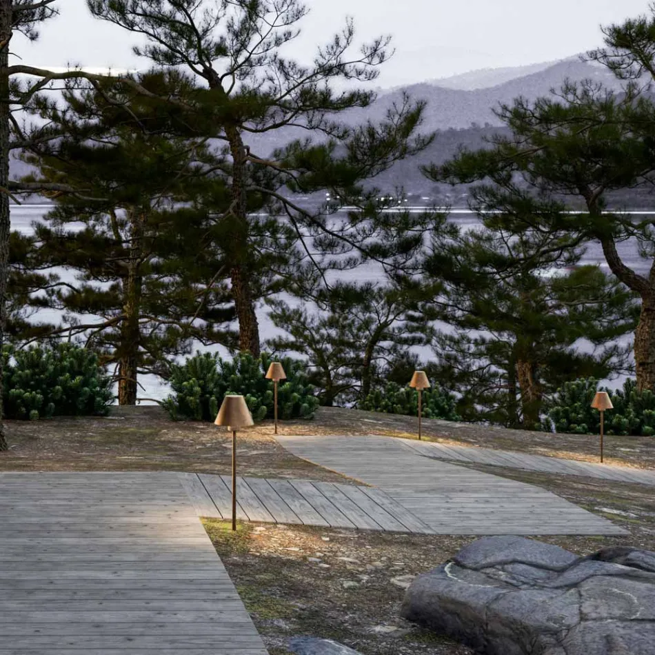 Venkovní stojací lampa z mosazi a mědi Made in Italy - Sword Viadurini