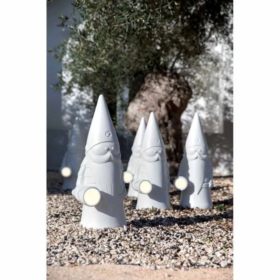 Venkovní LED stojací lampa v bílém technopolymerovém moderním designu - Nano Viadurini