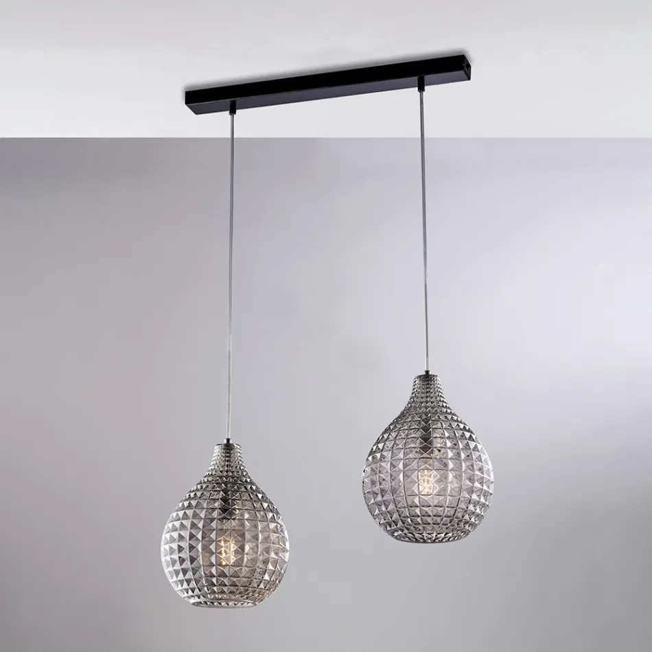 Kovová designová lampa Atlas Glass s křišťálovými závěsnými prvky Viadurini