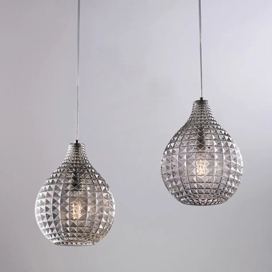 Kovová designová lampa Atlas Glass s křišťálovými závěsnými prvky Viadurini