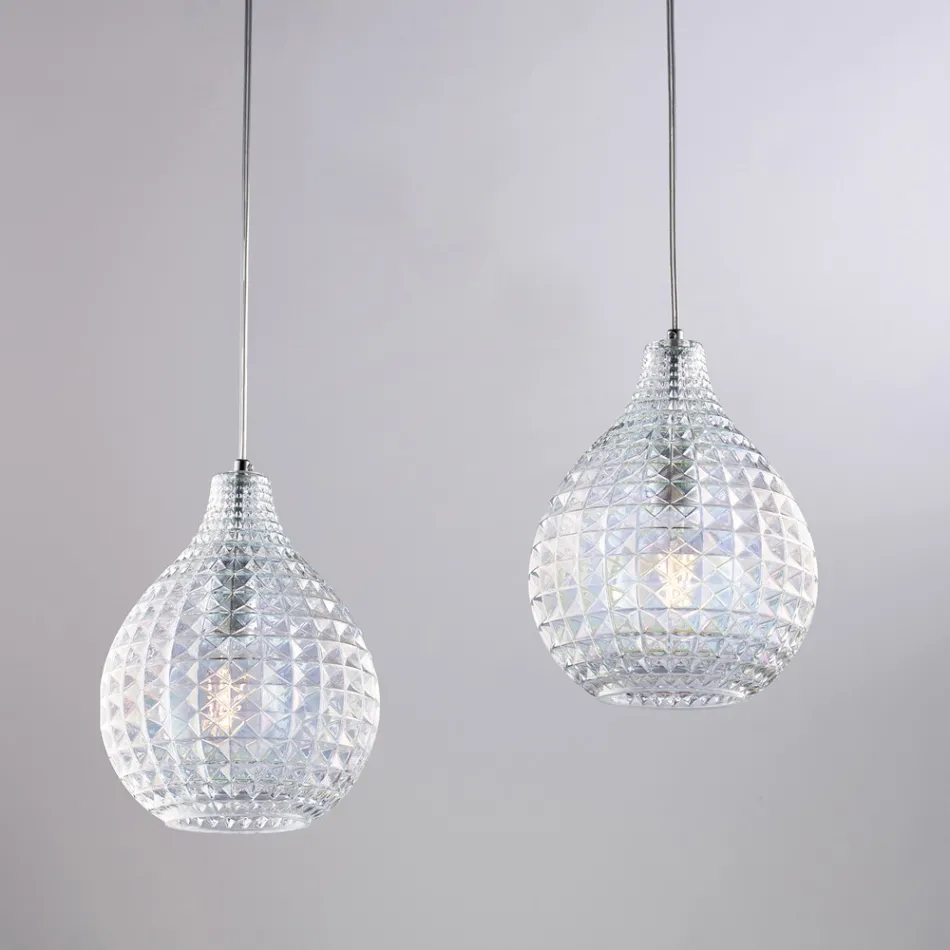 Kovová designová lampa Atlas Glass s křišťálovými závěsnými prvky Viadurini