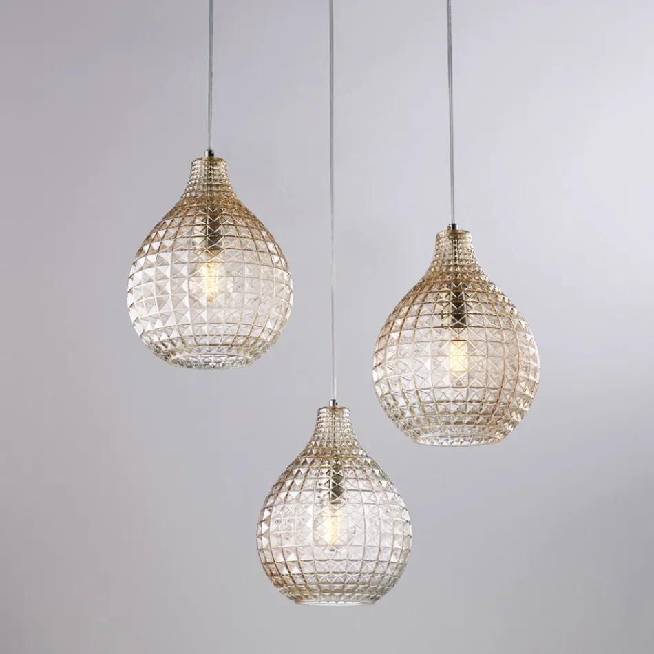 Designová skleněná a kovová lampa vyrobená v Itálii pro stylovou dekoraci - Atlas Viadurini