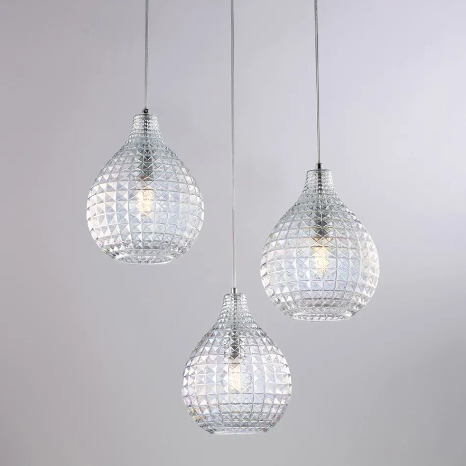 Designová skleněná a kovová lampa vyrobená v Itálii pro stylovou dekoraci - Atlas Viadurini