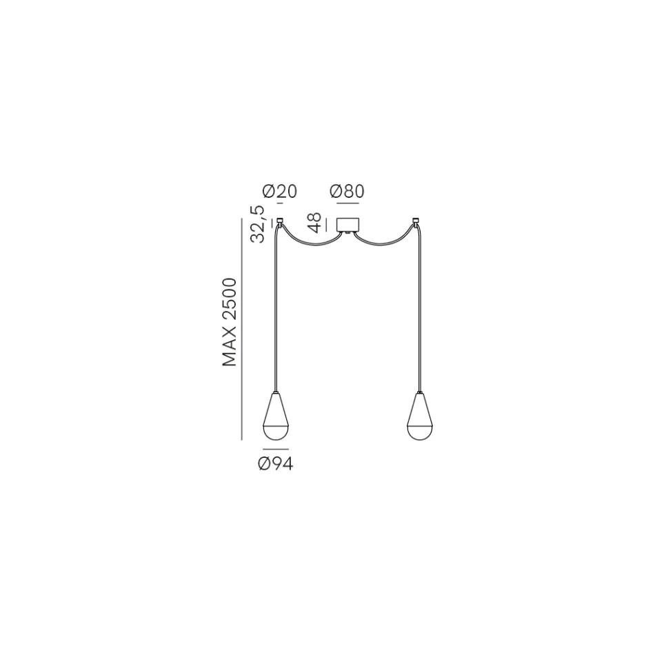 Dvojitá závěsná lampa ze železa a skla Made in Italy – zataženo Viadurini