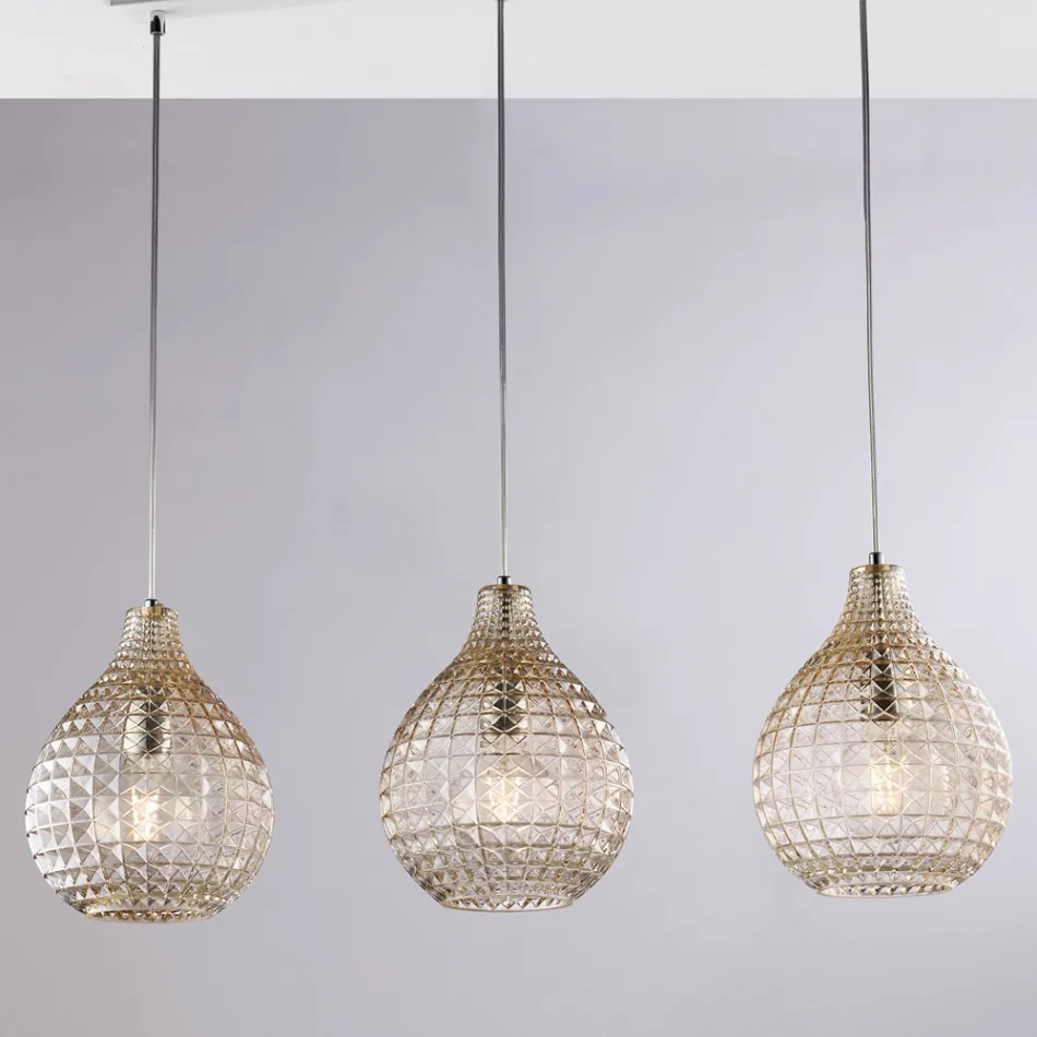 Elegantní skleněná a kovová lampa vyrobená v Itálii pro rafinované interiéry - Atlas Viadurini