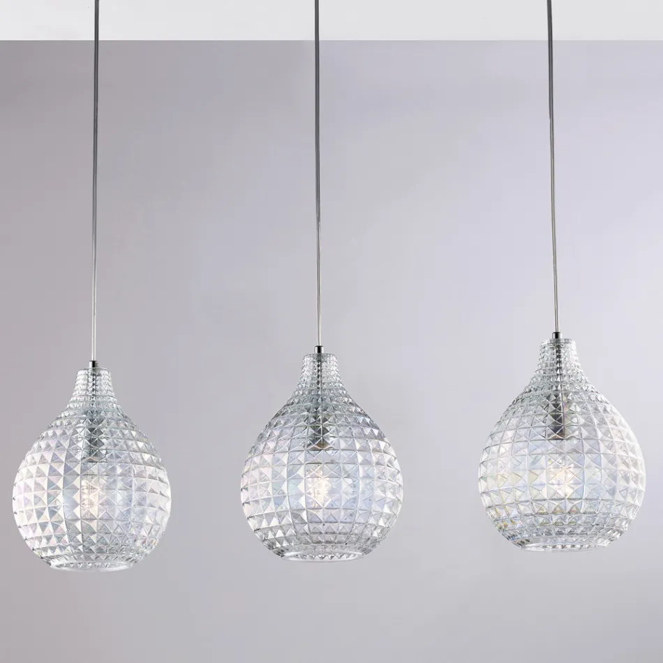 Elegantní skleněná a kovová lampa vyrobená v Itálii pro rafinované interiéry - Atlas Viadurini