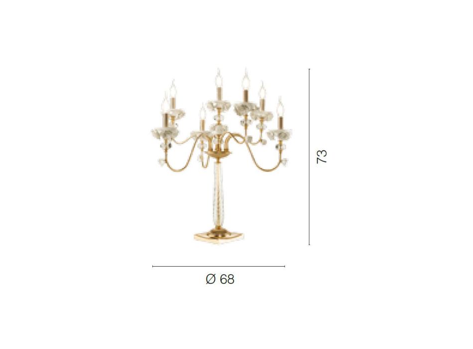 Klasická lampa Flambeaux 7 Lights z porcelánu a foukaného skla - Eteria Viadurini