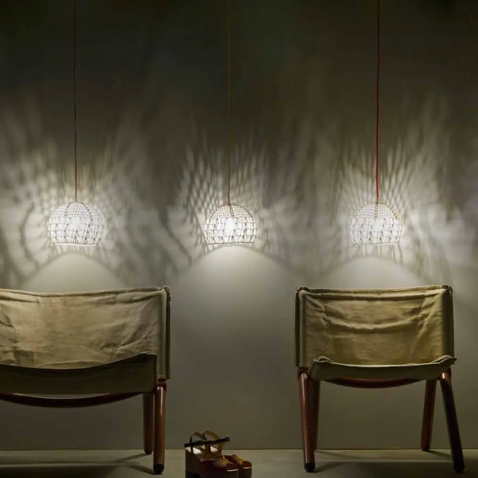 Lampa z bavlny a viskózy zavěšená In-es.artdesign Moderní textury Viadurini