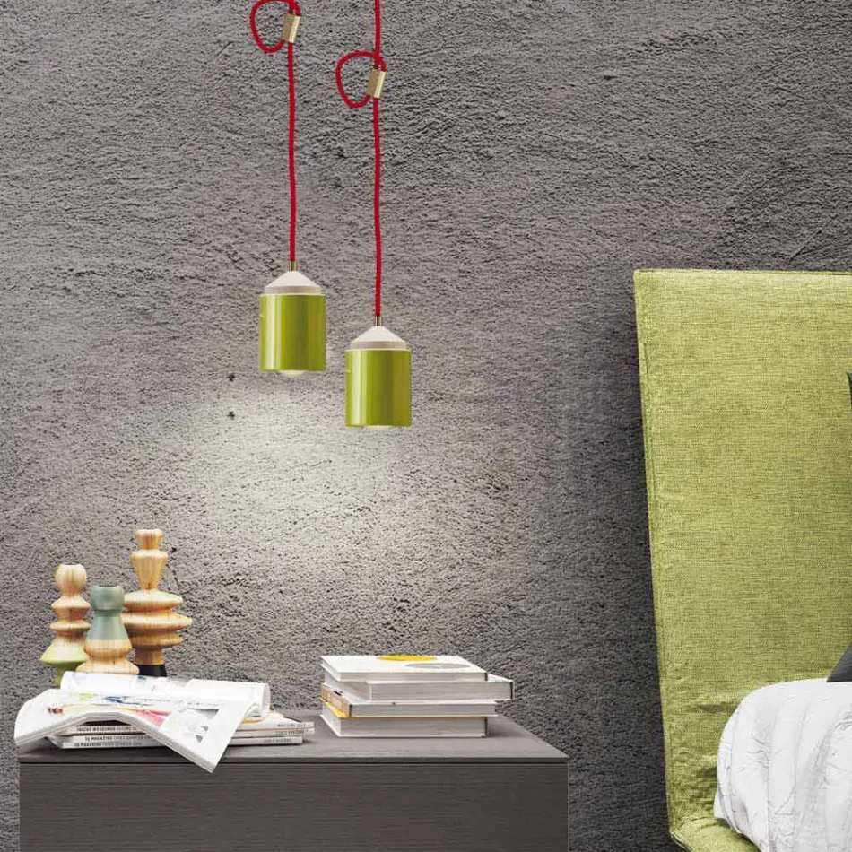 Lampa z bukového dřeva a zavěšené keramiky vyrobené v Itálii Itálie Viadurini