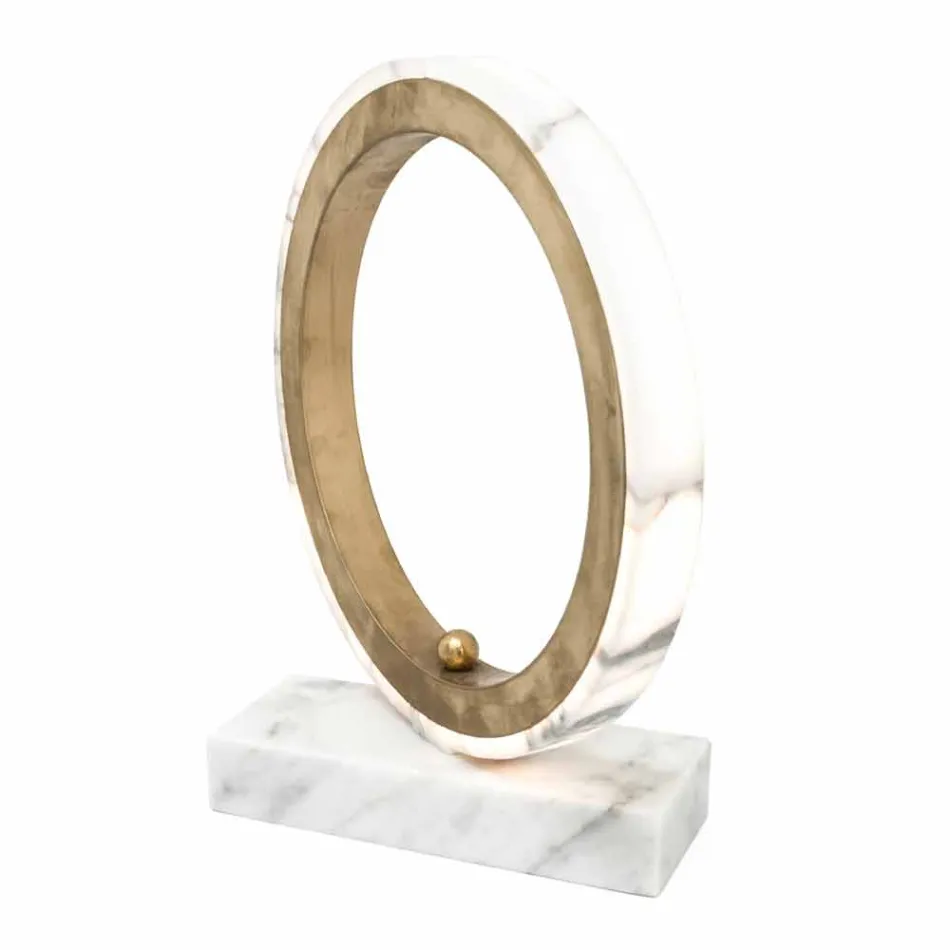 Lampa v bílém mramoru Carrara a mosaz Made in Italy 2 Dimensions - Nazife Viadurini