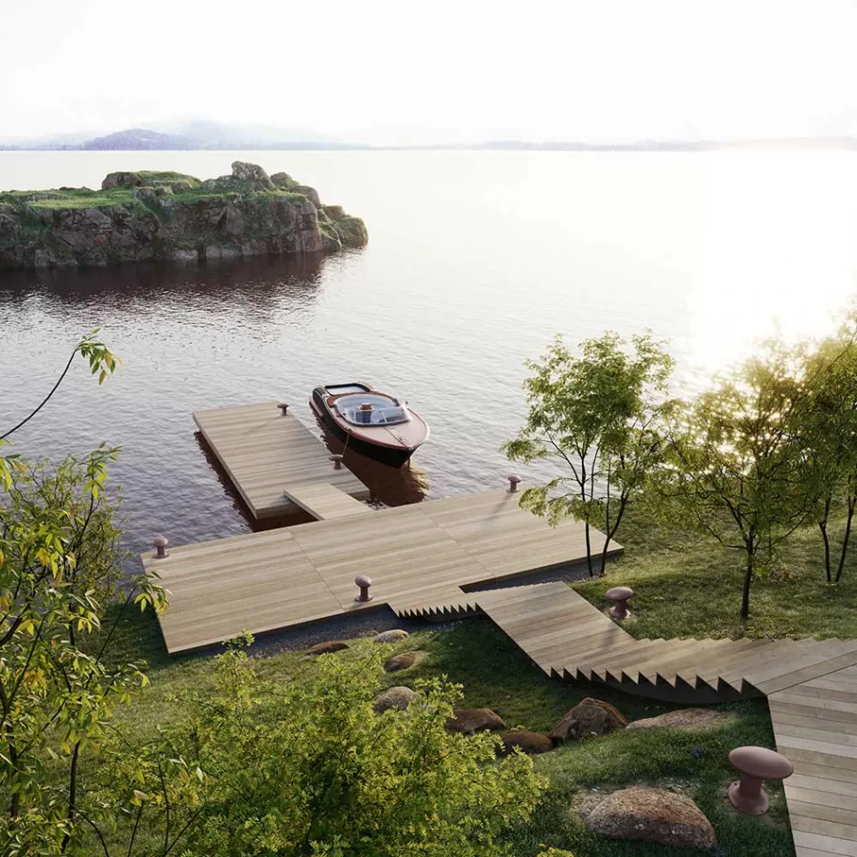 Designová led zahradní lampa v šedé nebo hnědé litině - Bitta od Il Fanale Viadurini