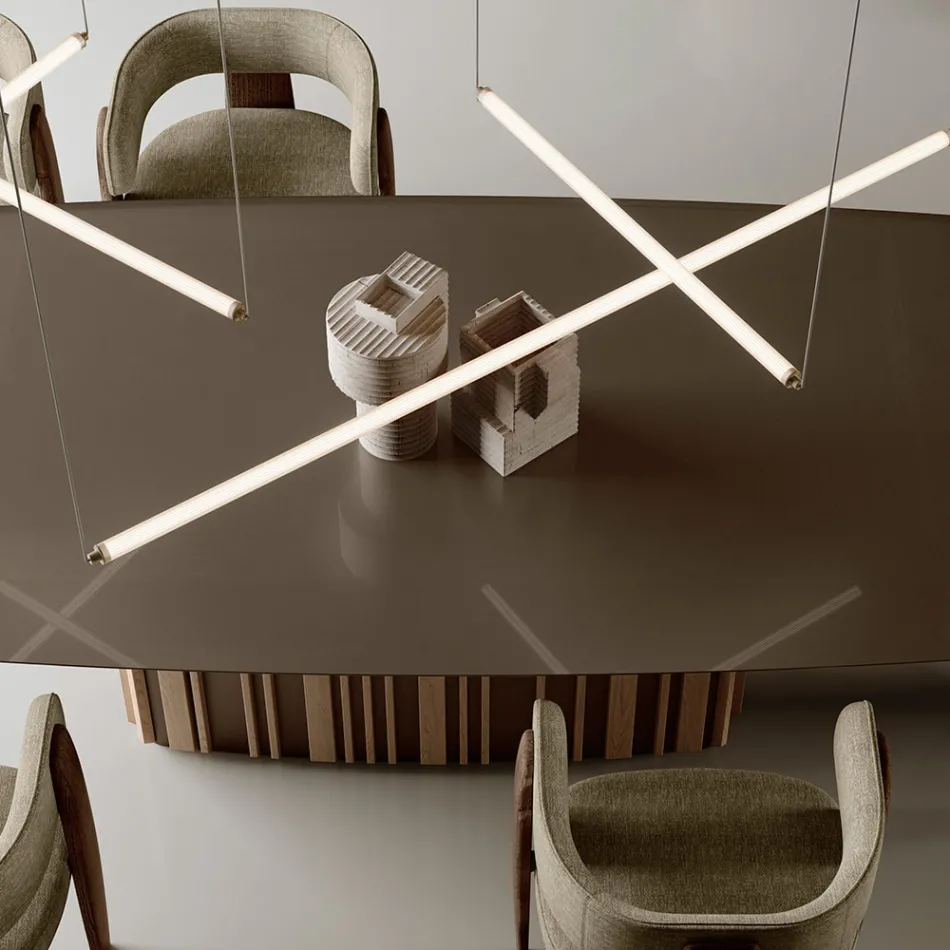 Moderní LED lampa z žebrovaného skla s exkluzivním designem vyrobená v Itálii - Lys Viadurini