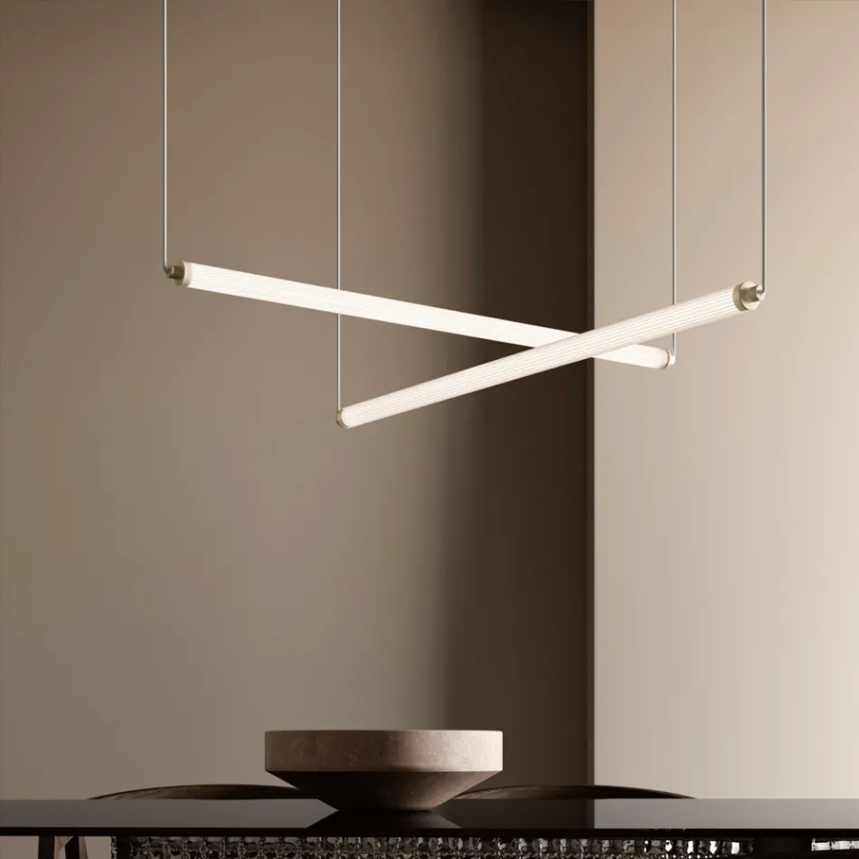Moderní LED lampa z žebrovaného skla s exkluzivním designem vyrobená v Itálii - Lys Viadurini