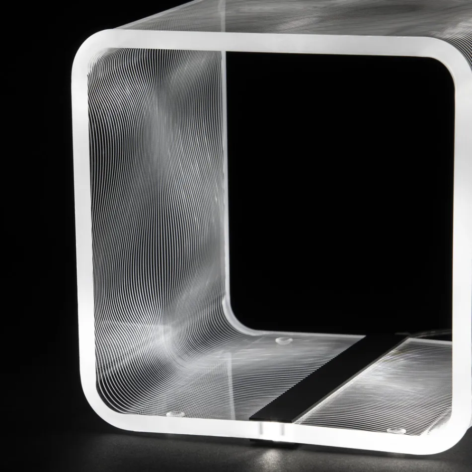 LED Lamp Luminous Transparentní akrylový konferenční stolek Laserový dekor - Robiola Viadurini