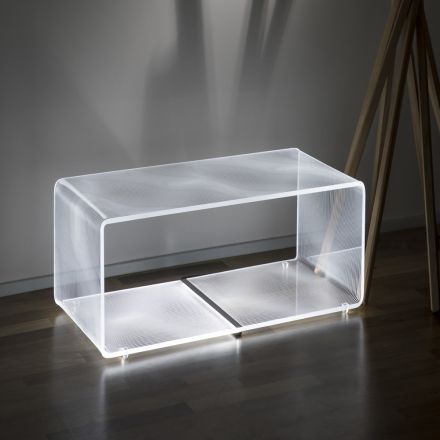 LED Lamp Luminous Transparentní akrylový konferenční stolek Laserový dekor - Robiola Viadurini
