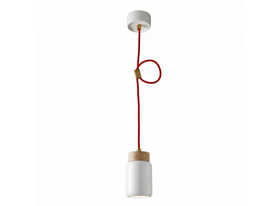 Moderní závěsná lampa v bílé keramice vyrobené v Itálii v Itálii Viadurini