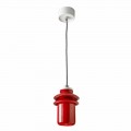 Moderní závěsná lampa v červené keramice vyrobená v Itálii v Itálii
